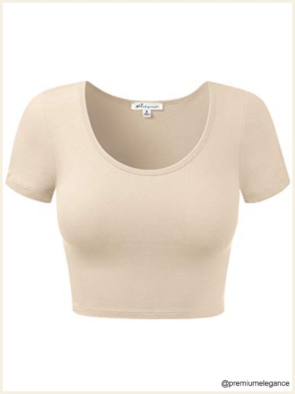 Women Cotton Spandex Crop Top Short Sleeve Scoop Neck Casual Tee